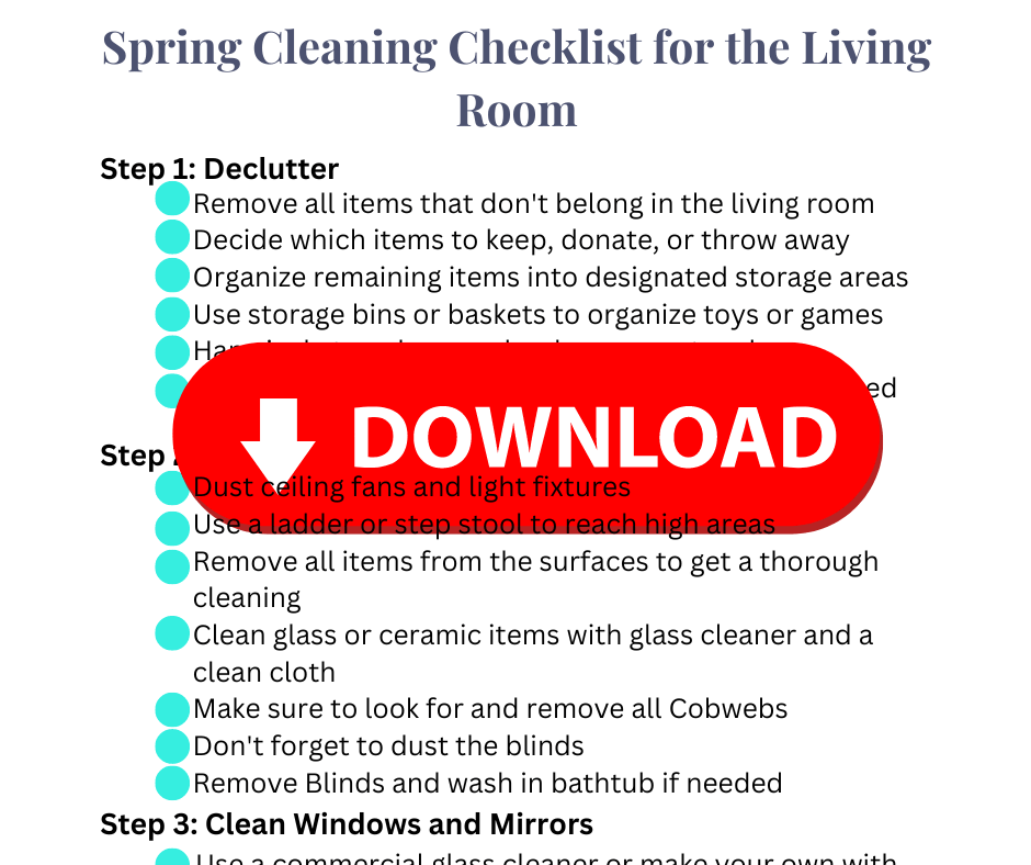 spring cleaning checklist for living room