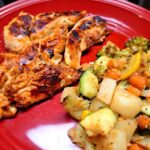 Lemon garlic chicken and roasted vegetables